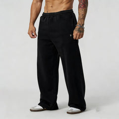 YOUNGLA Men's Arched Collegiate Wide Leg Sweatpants
