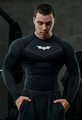 YOUNGLA Batman Superhero Compression Long-Sleeve Gym Shirt