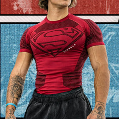 Essential Engineered Panel Seamless Training Short Sleeve – Crimson Red Superman Edition