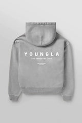 YOUNGLA- Grey Immortal Club Pullover Hoodie