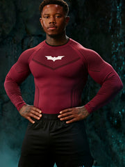 YOUNGLA Men's Superhero Honeycomb Armor Compression Long Sleeve Shirt Black
