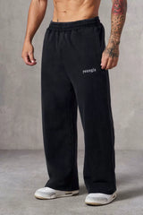 YOUNGLA Men's Minimalist Embroidered Logo Wide Leg Sweatpants