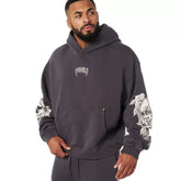 YOUNG LA Muscle Exercise Fitness Set Men's Printed Hoodie Long Sleeve Sweatshirt Running Training Pants American Trendy