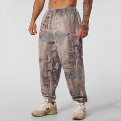 YOUNGLA Men's RealTree Camo Baggy Cuffed Joggers