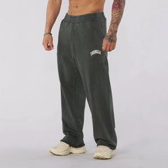 YONGLA men's sports pants loose straight leg pants American wide leg fitness pants pure cotton sports casual pants