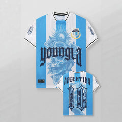 YoungLA Heavyweight Oversized Soccer Jersey – Argentina Light Blue / Skull & Roses