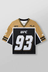 YoungLA x UFC Oversized V-Neck Mesh Jersey – Gold / Black "93" Graphic