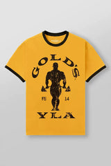 YoungLA Vintage Gold's Gym Graphic Tee – Yellow / Black Contrast Ringer
