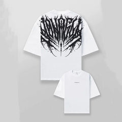 YoungLA White Tribal Tattoo Back Logo Oversized Shirt | Heavy Cotton Gym Pump Cover