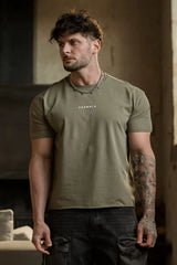 YoungLA Heavyweight Acid Wash Oversized Tee – Sage Olive Minimal Chest Logo