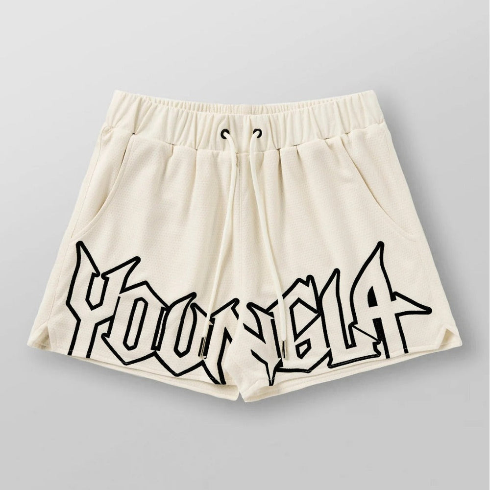 YOUNG LA Summer New Sports and Fitness Shorts Mesh Quick drying Breathable Basketball Training Shorts Casual Beach Shorts