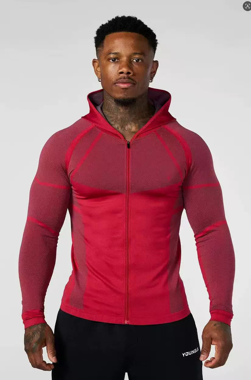 YOUNGLA- Red Fitted Zip-Up Performance Jacket