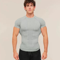Essential Engineered Panel Seamless Training Short Sleeve – Light Grey