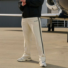YOUNGLA Men's Side Stripe Relaxed Fit Track Pants / Sweatpants