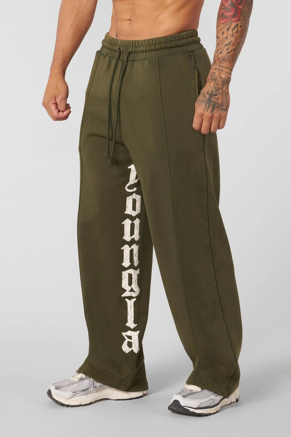 YOUNG LA American letter printed casual pants for runners, muscle exercise and fitness, cotton loose straight leg pants