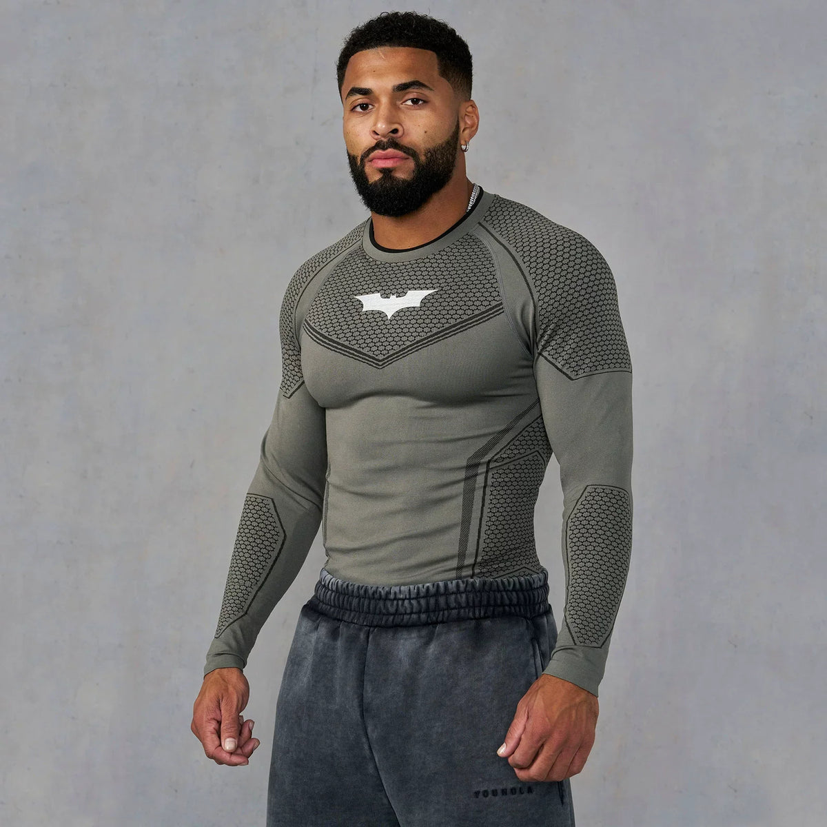 YOUNGLA Men's Superhero Armor Compression Long Sleeve Shirt