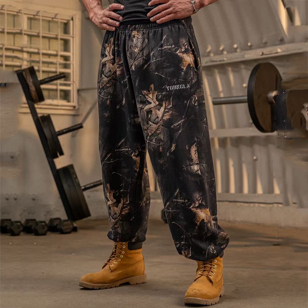 YOUNGLA Men's RealTree Camo Baggy Cuffed Joggers