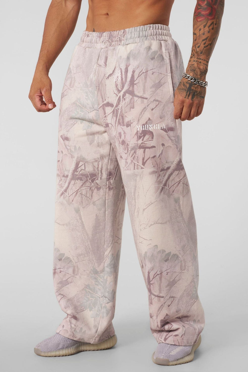 YOUNG LA American Leaf Camouflage Printed Straight Leg Casual Pants for Men, Loose Sports Outdoor Camouflage Wide Leg Pants