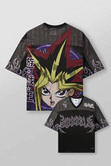 YoungLA x Yu-Gi-Oh! Oversized V-Neck Mesh Jersey – Black & Purple Yugi Graphic